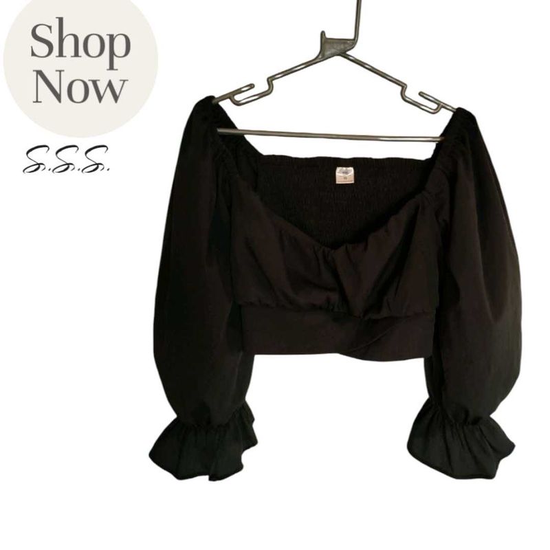 Elegant Black SSS Crop Top