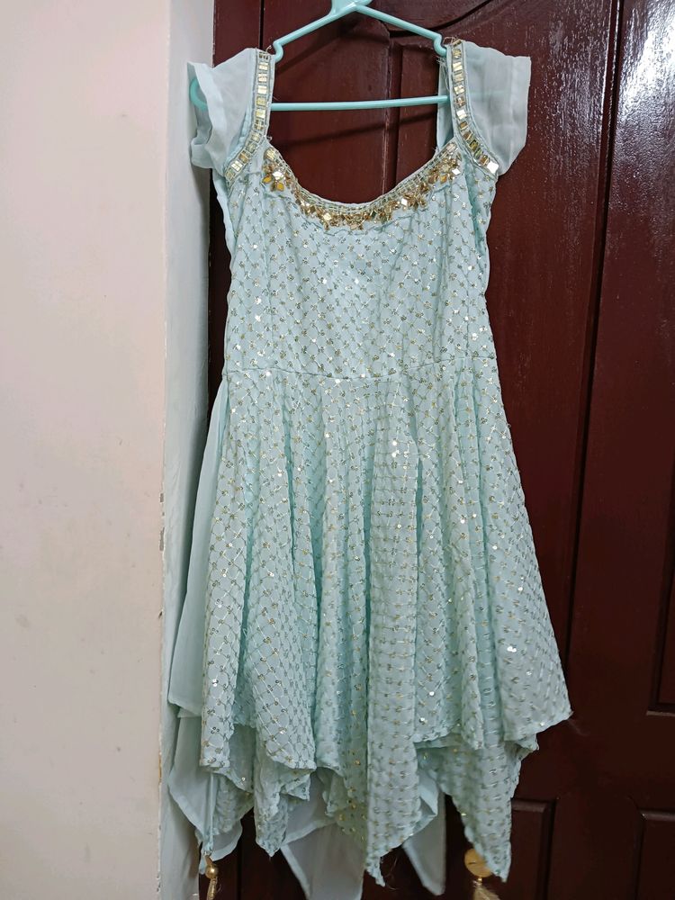 🩵Cutest Sea Blue Sharara Set With Dupatta 🩵