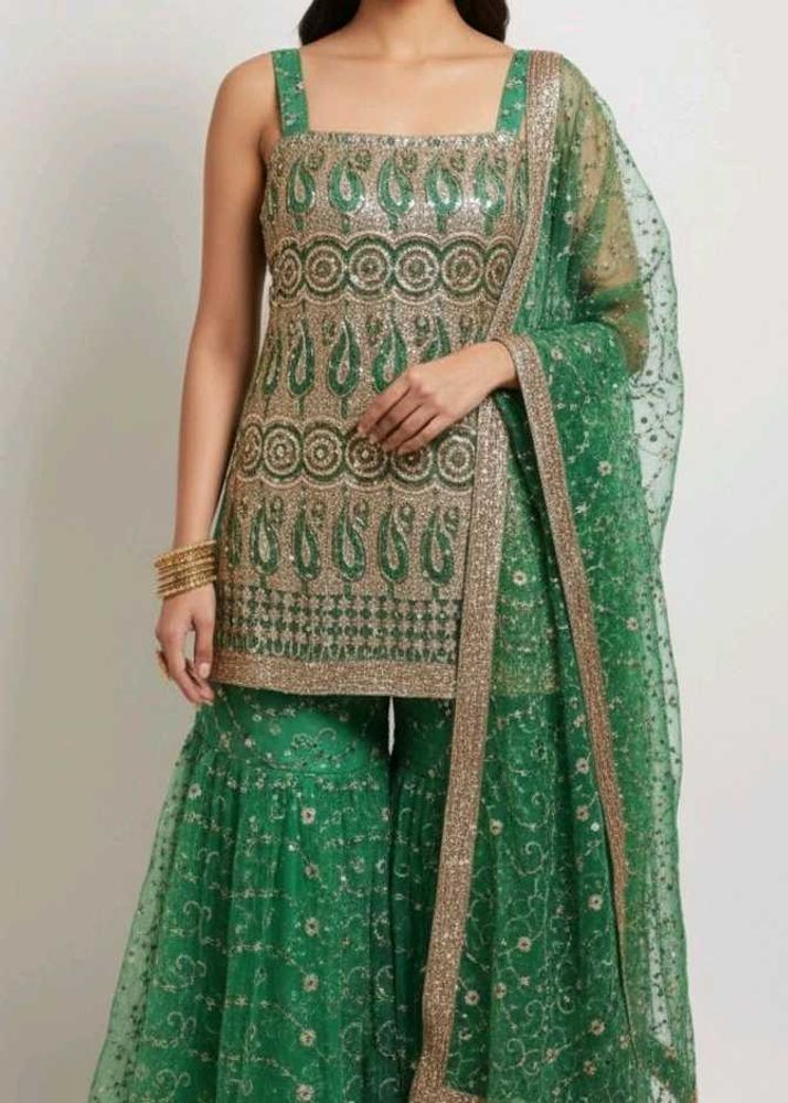 royal Green party wear Sharara💚Without Dupatta