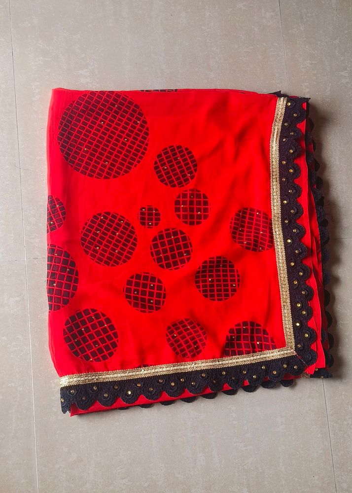 Black and Red Party Wear Georgette Saree