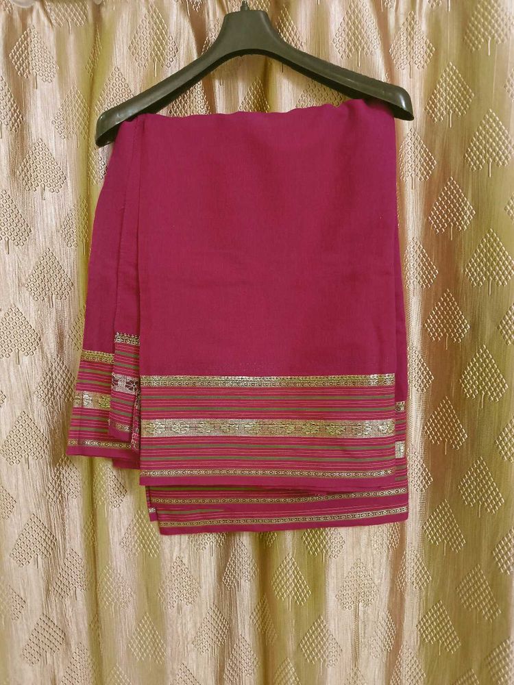 Maroon Saree with Gold Accents