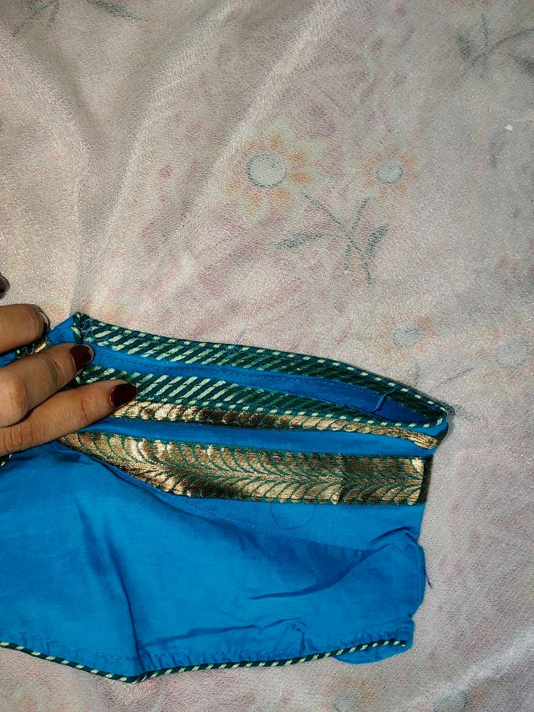 Teal &amp; Gold Embroidered Kurti