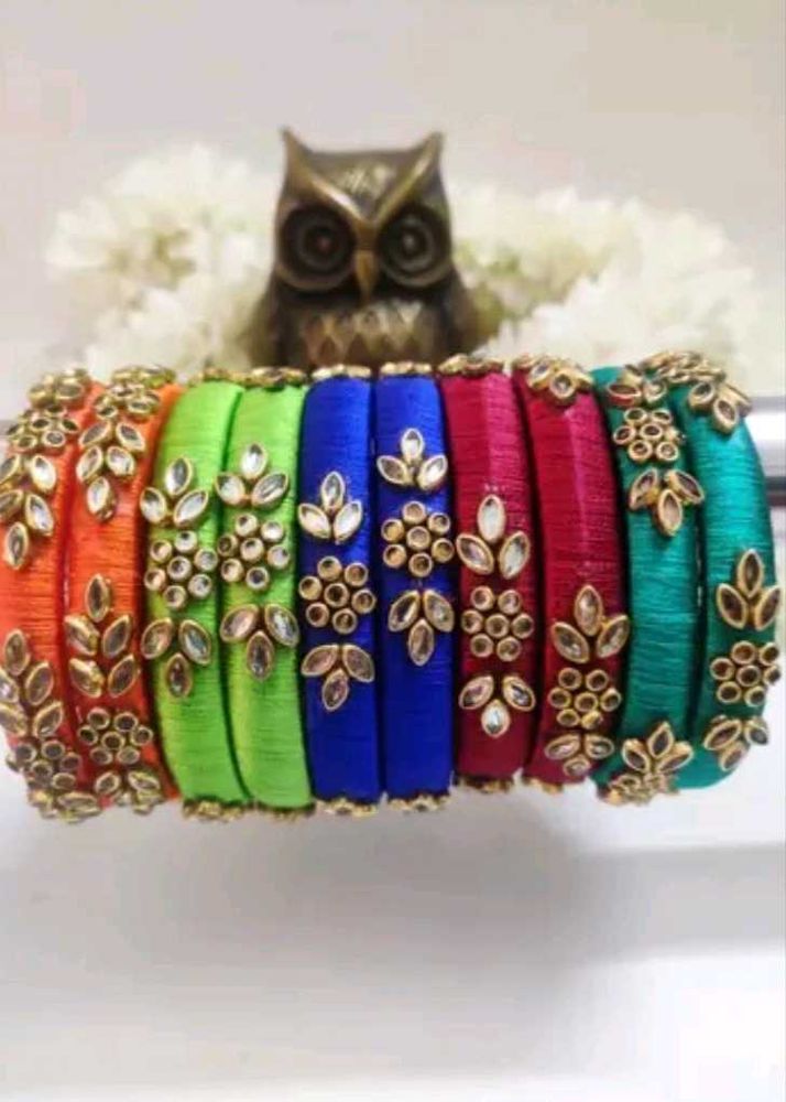 Colorful Silk Thread Bangles 5 pairs