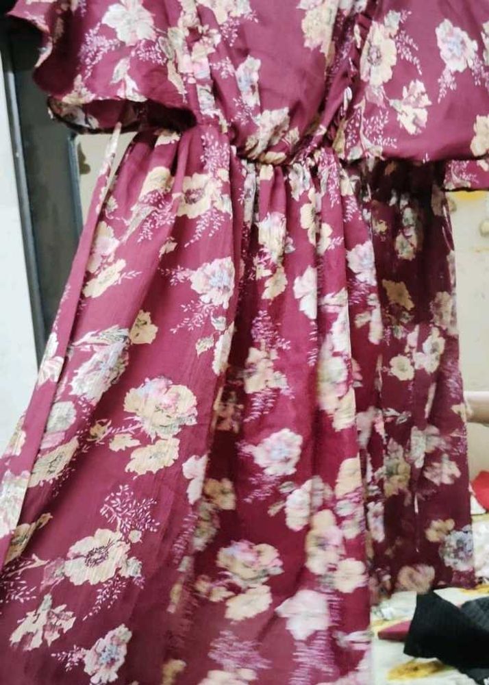 Floral Maroon Dress