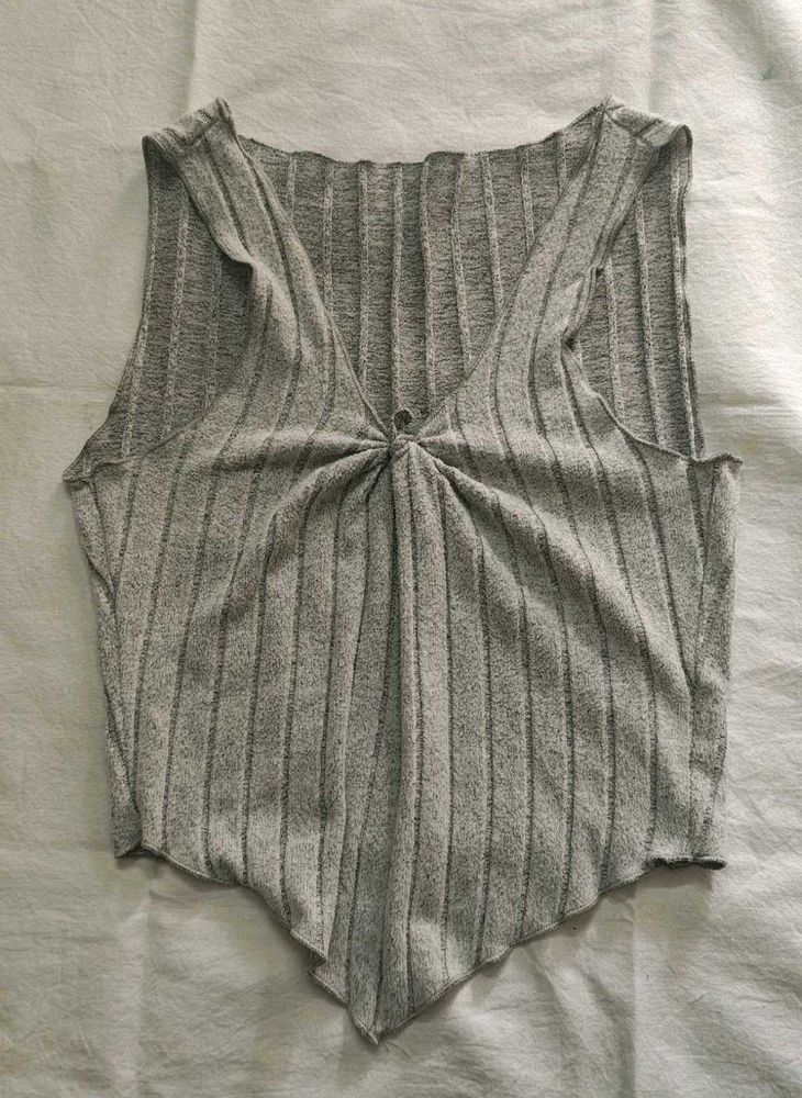 Gray Ribbed Knit Tank Top