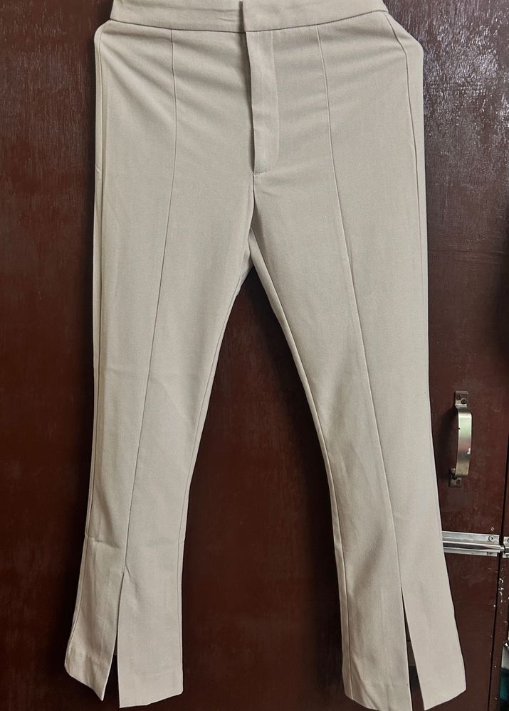 Split Hem Beige Pants