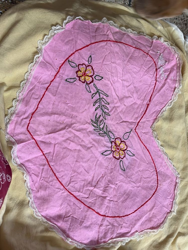 Pink Embroidered Heart Decor