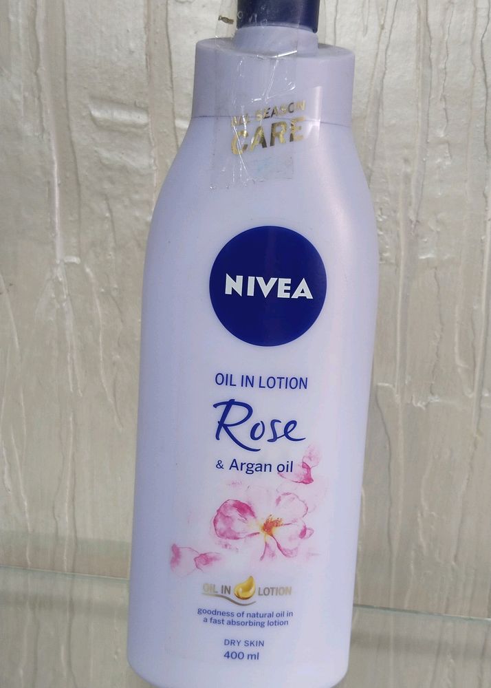 🆕 NIVEA OIL IN LOTION Rose &amp; Argan Oil 400ML For Dry Skin