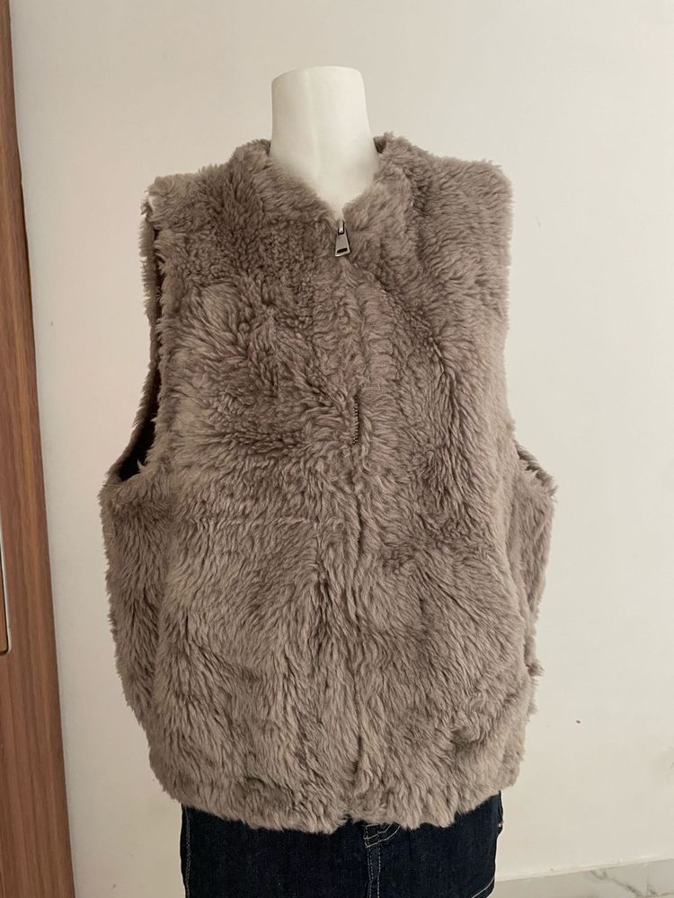 Fuzzy Brown Sleeveless Vest