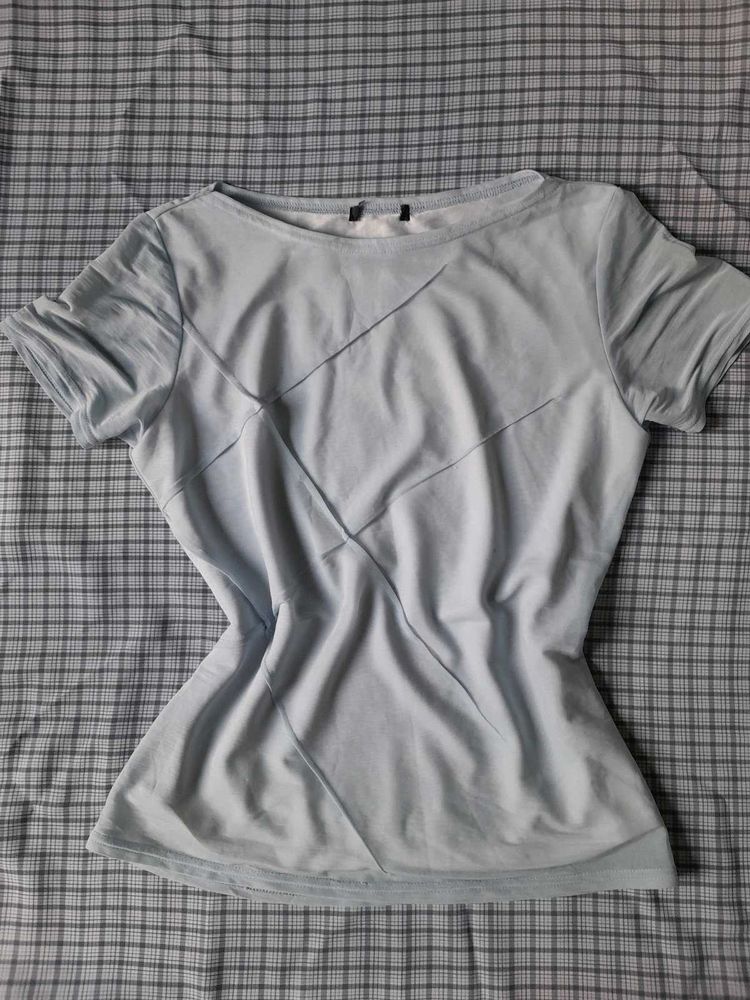 Pretty Sky Blue Sheer Top