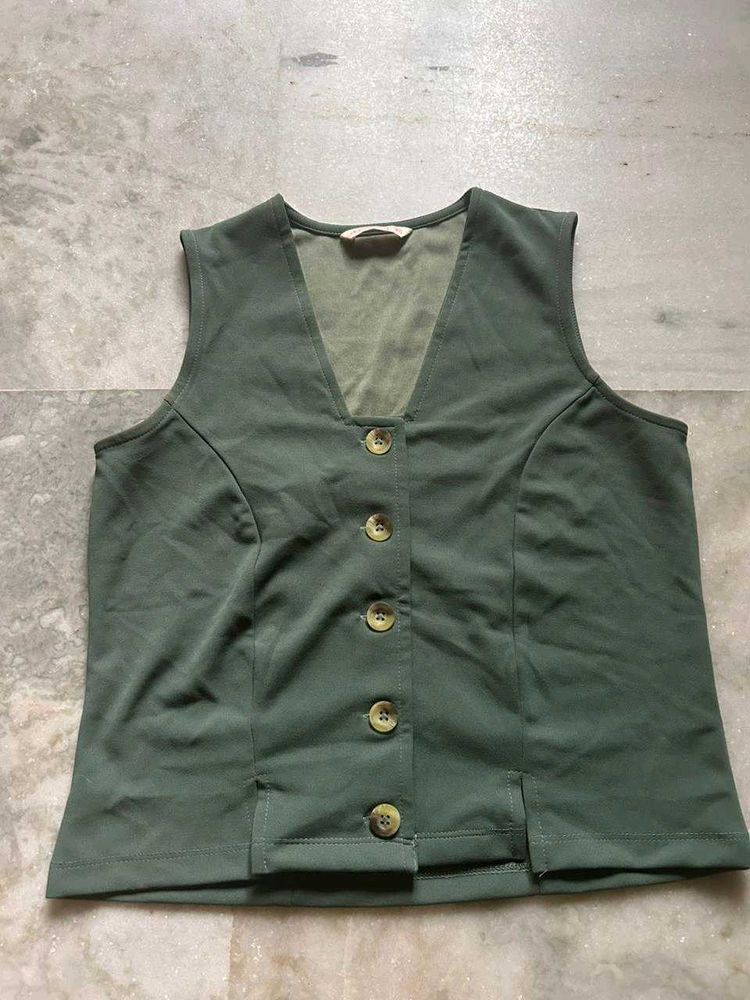 Button-Down Olive Top