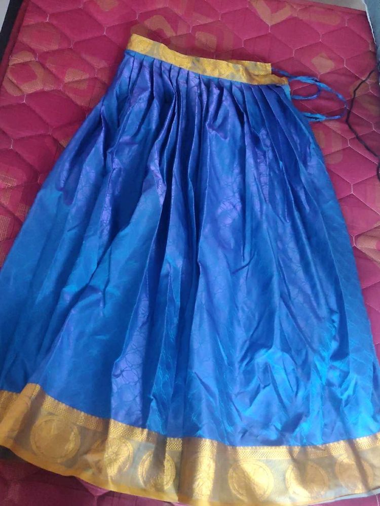 Blue &amp; Gold Lehenga Skirt