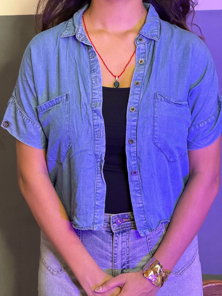 Denim Crop Shirt