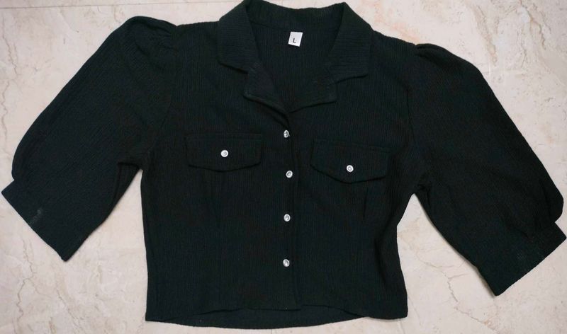Black Cropped Blouse