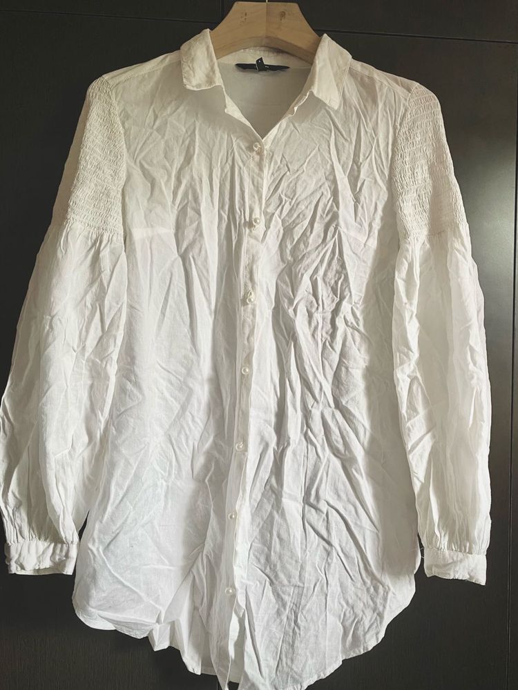 Vero Moda White Smocked Sleeve Top