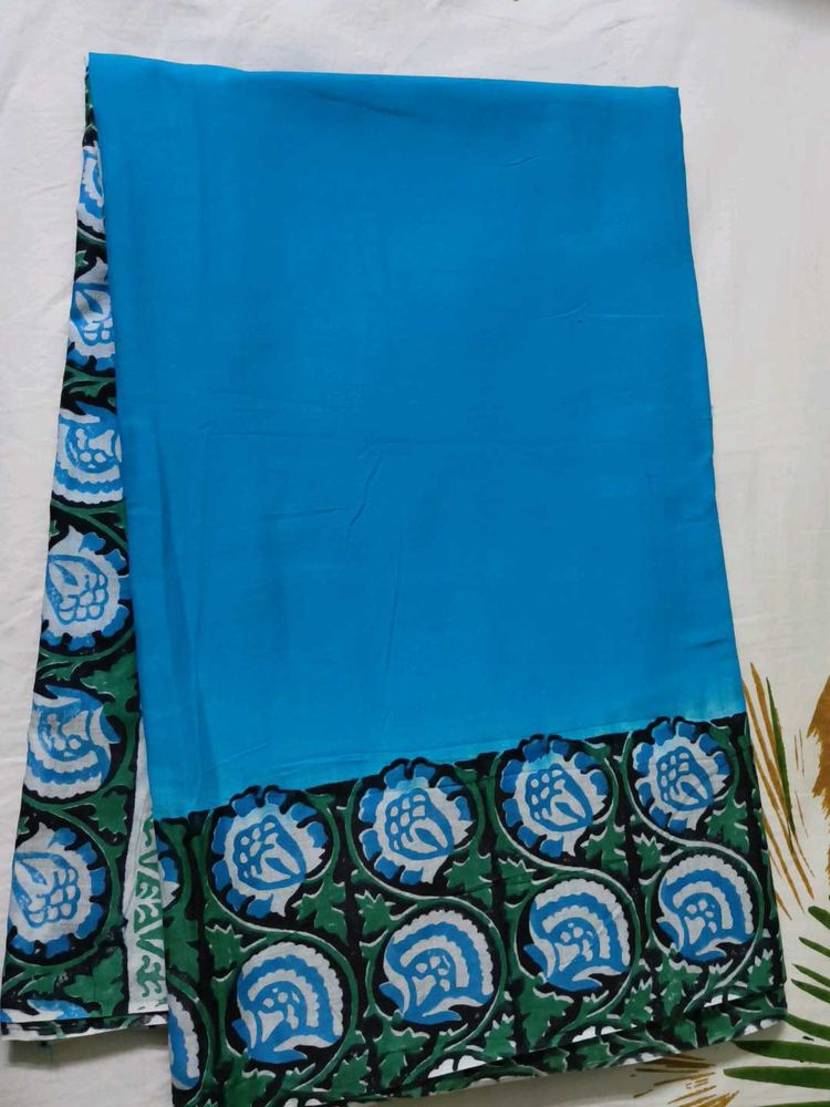Sky blue Pure Cotton Saree, Office Wear