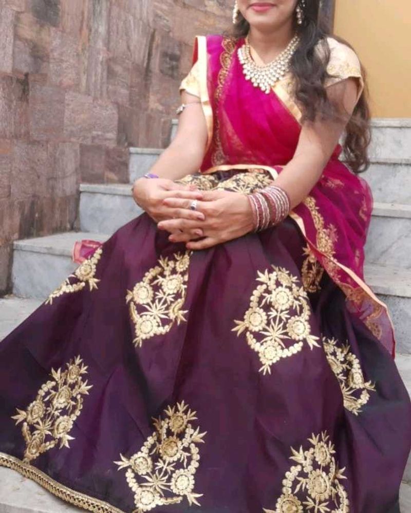 Purple Colour Party Wear Lehenga