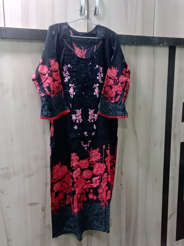 Elegant Black And Red 🔴kurti Duppata