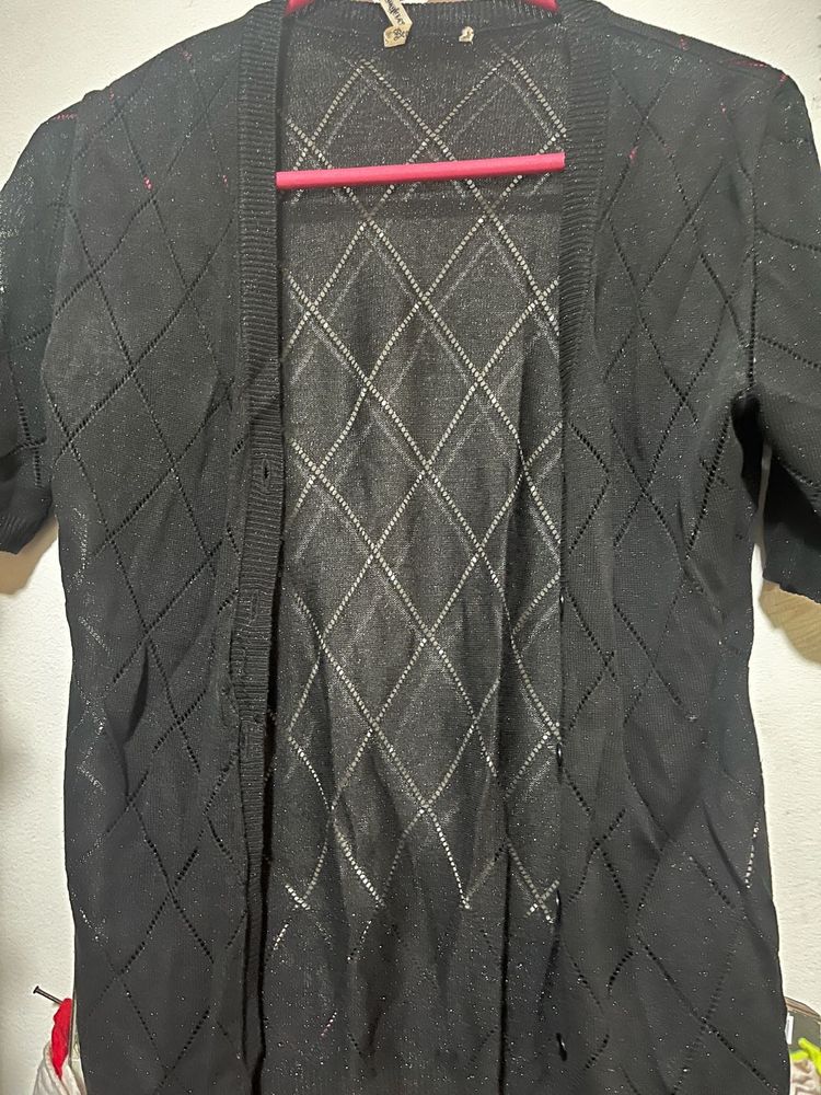 Black Patterned Cardigan