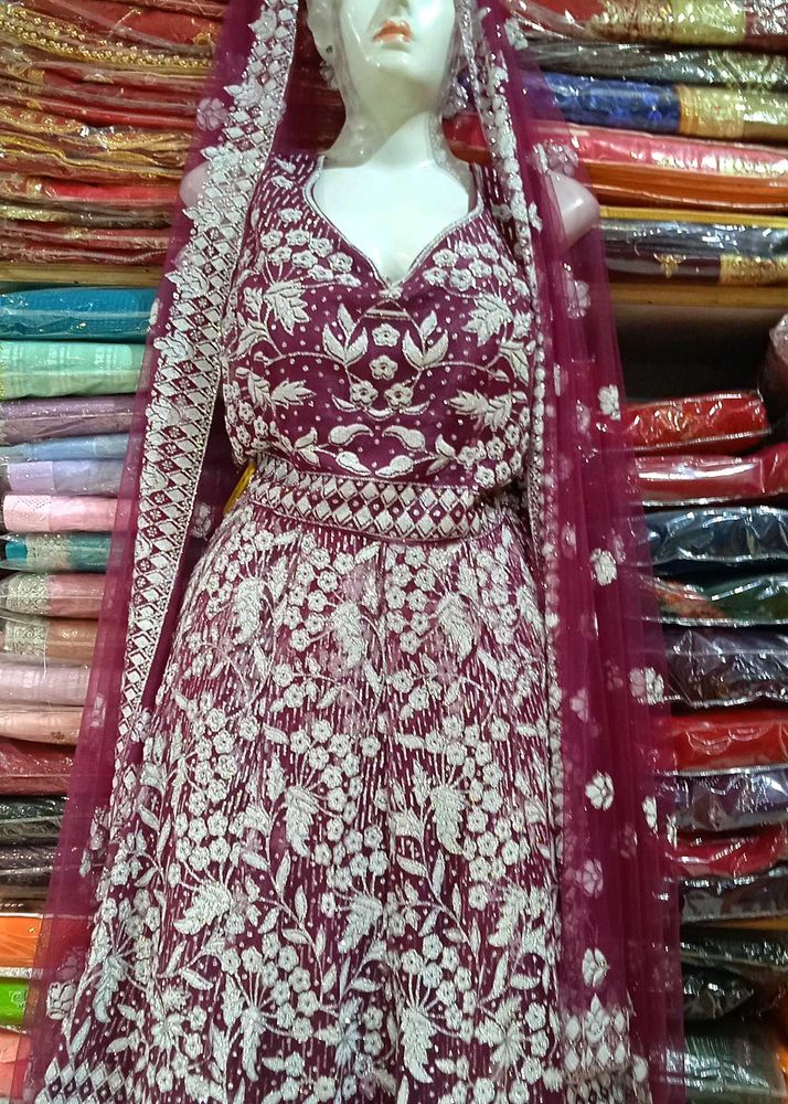 Maroon Peplum Lehenga