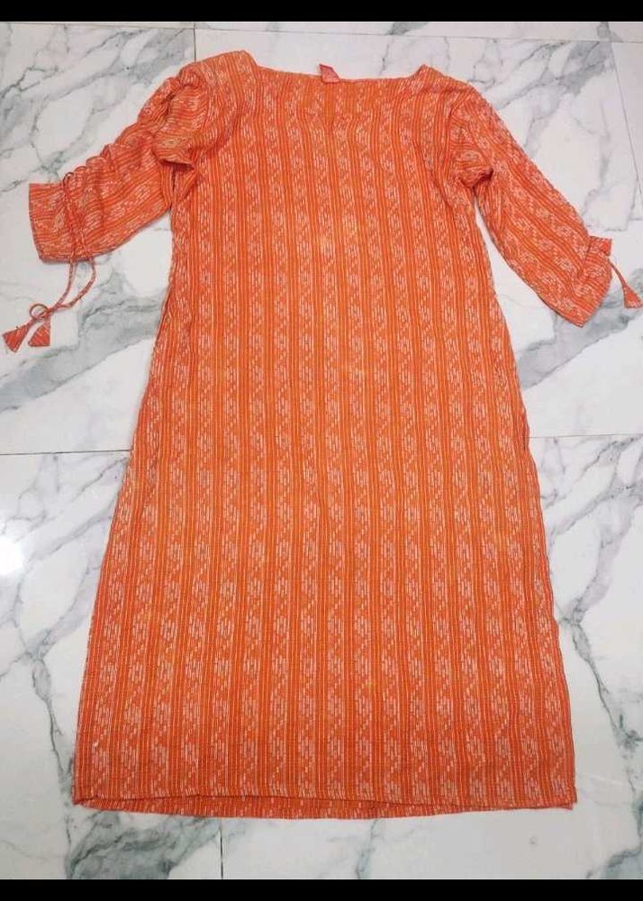 Orange Printed Kurta