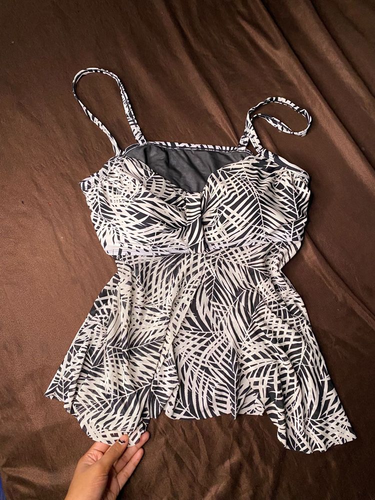 Tropical Print Swim Top