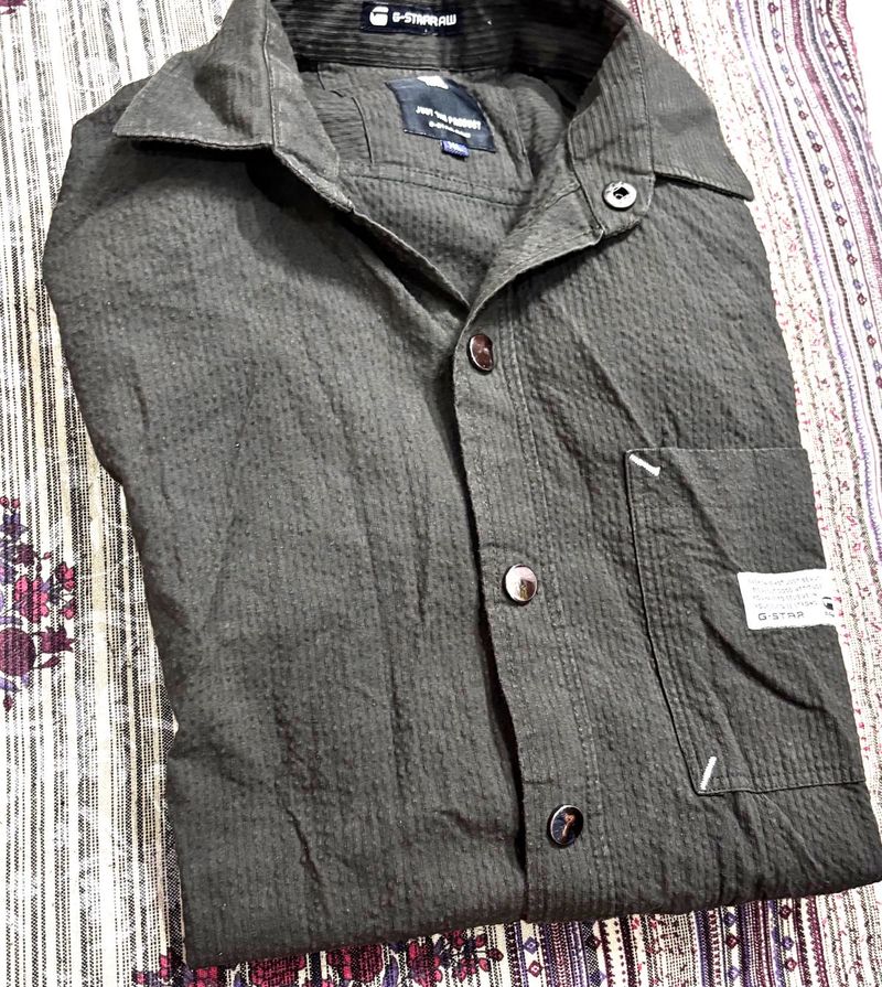 Olive Full sleeve Popcorn shirt “Tich buttons”