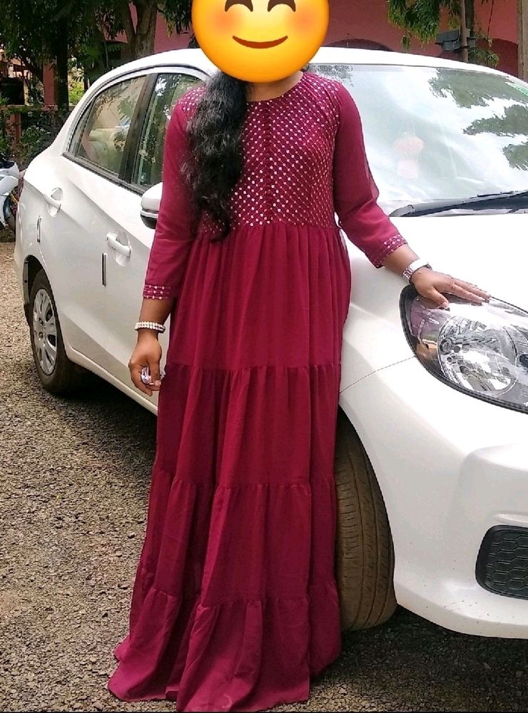 Maroon Gown For Girls