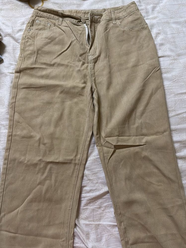 Beige Wide Leg Pants
