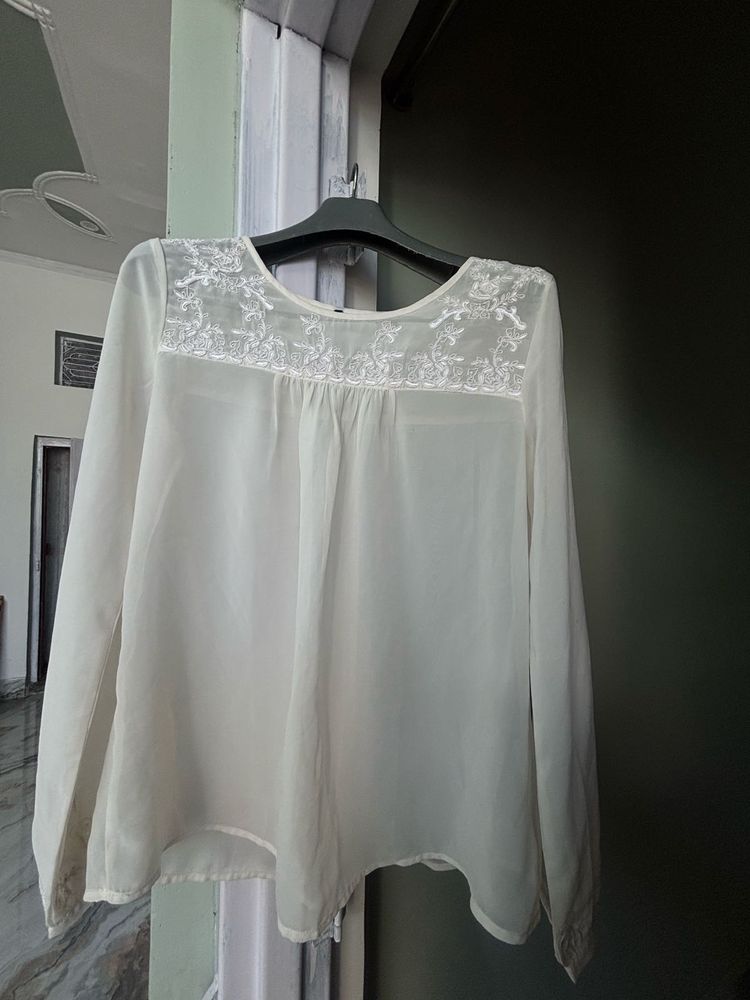 White Embroidered Top