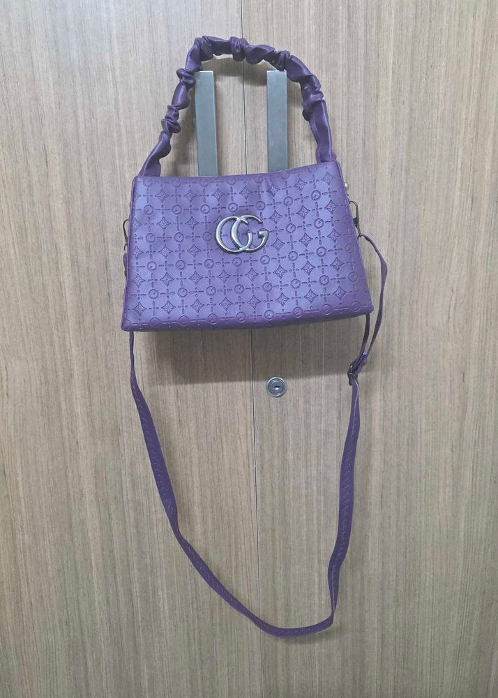 Structured Purple Handbag with Dual Straps