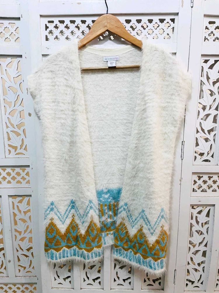 Imported White Patterned Cardigan C
