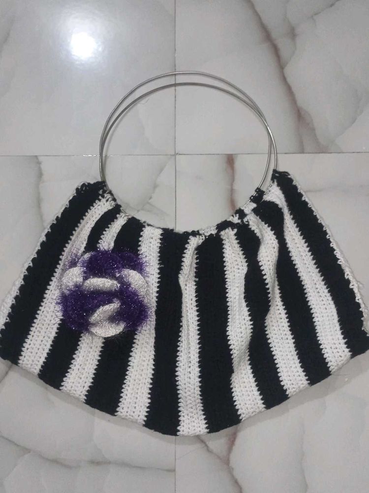 Striped Crochet Bag Not Used Only Handmade