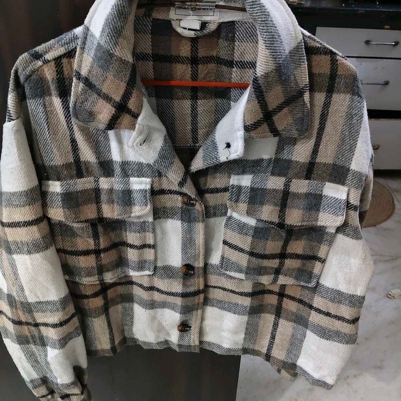 Woolen crop beautiful check shirt