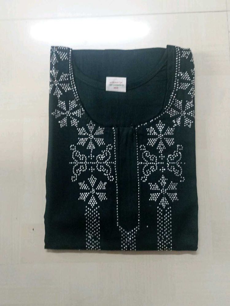 Very New Dark Green Stone Work Nighty