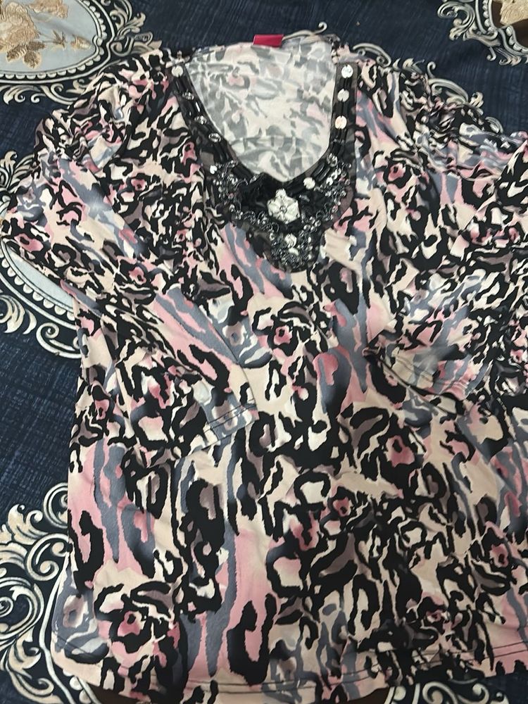 Patterned Top with Embellishments