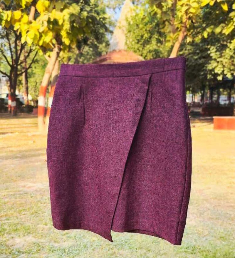 Wine Purple Women’s Wrap Style Mini Skirt