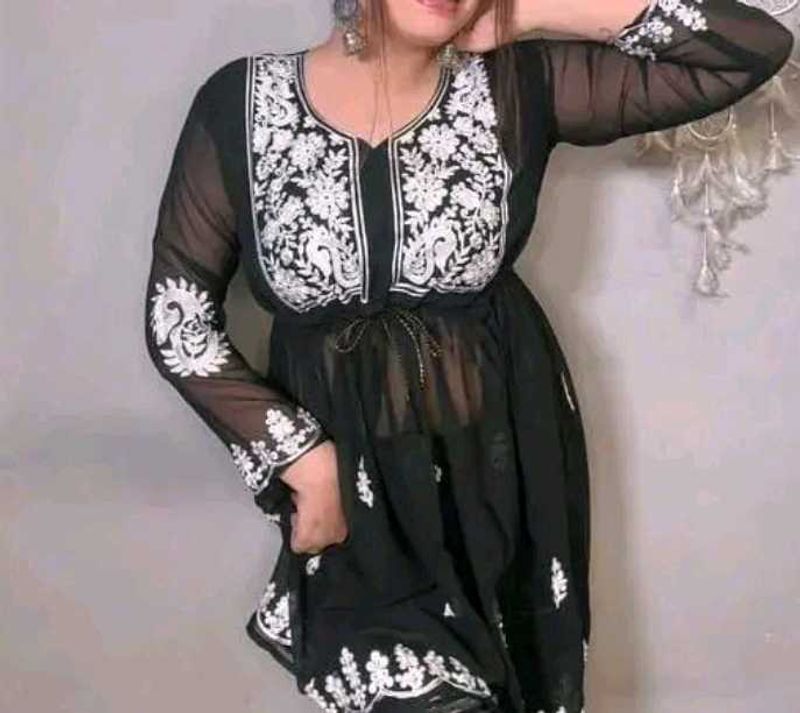 New Black Chikankari Kurti
