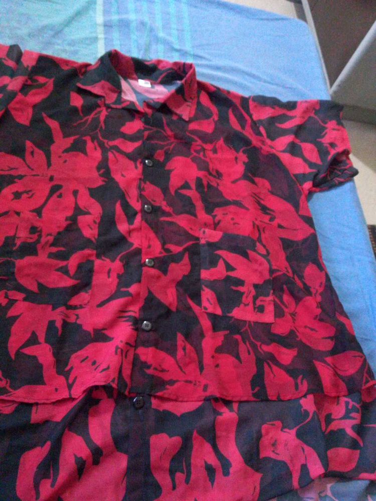 Black N Red Colour Long Shirt Typ With Inner