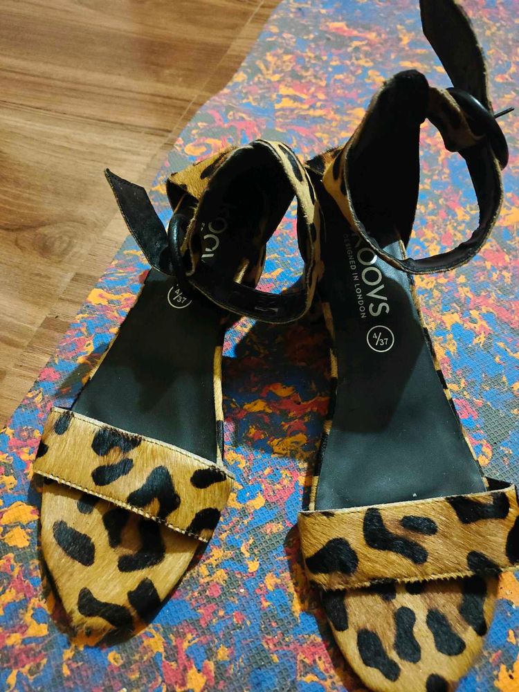 Animal Print Heeled Sandals
