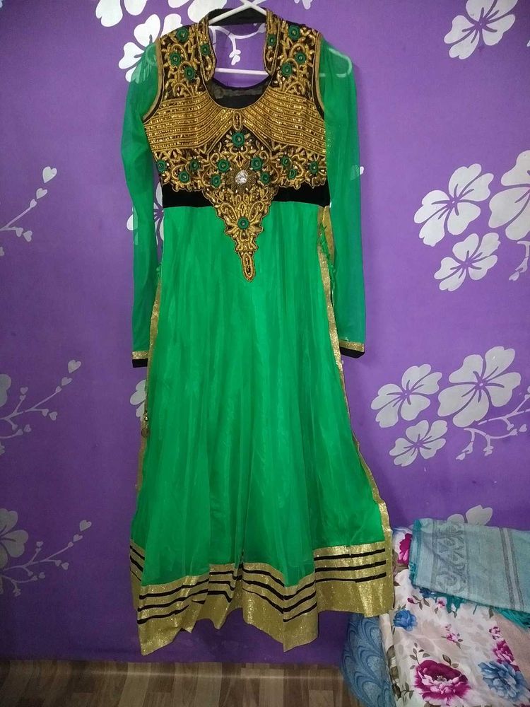 Green Embellished Ethnic Gown