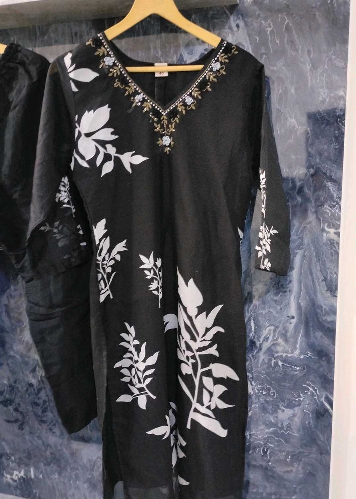 Black Organza Kurta Set With Beautiful Dupatta