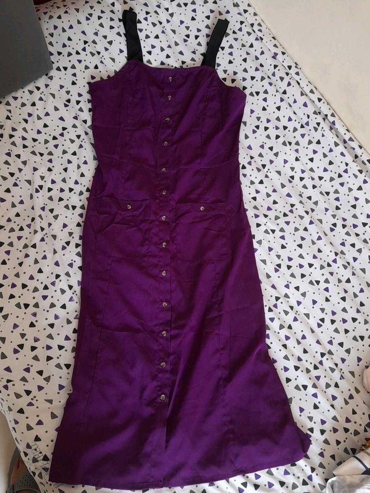 Purple Button-Down Midi Dress