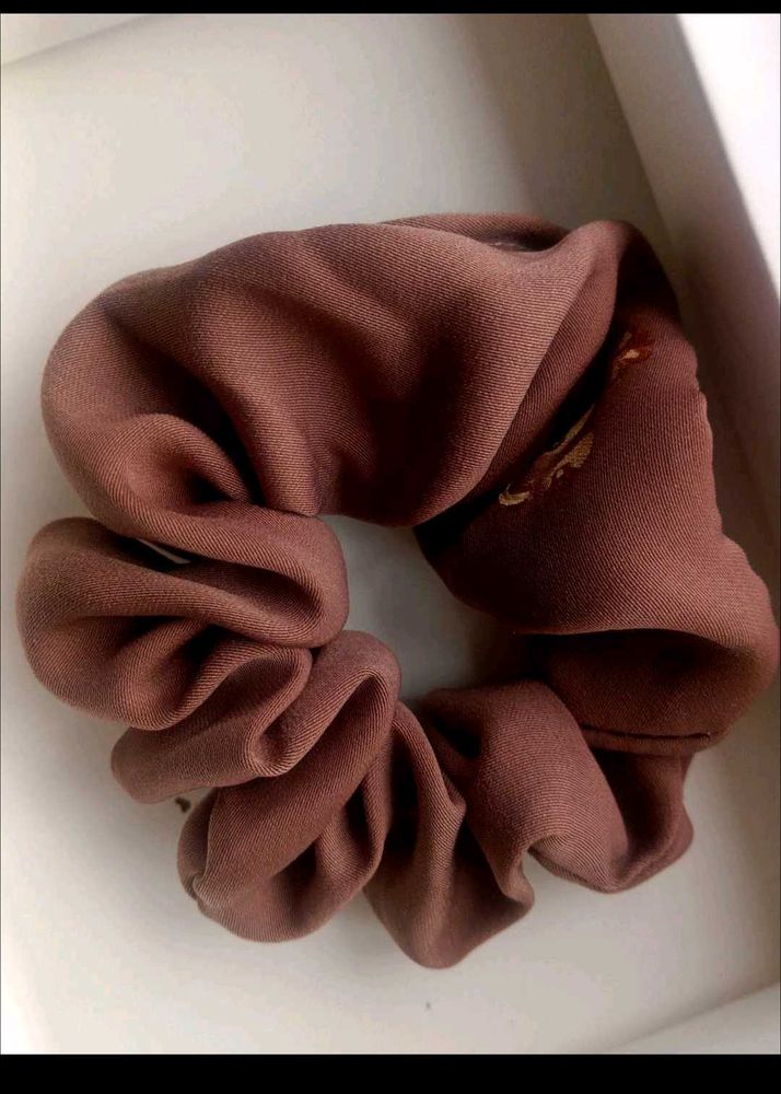 Brown Fabric Scrunchie