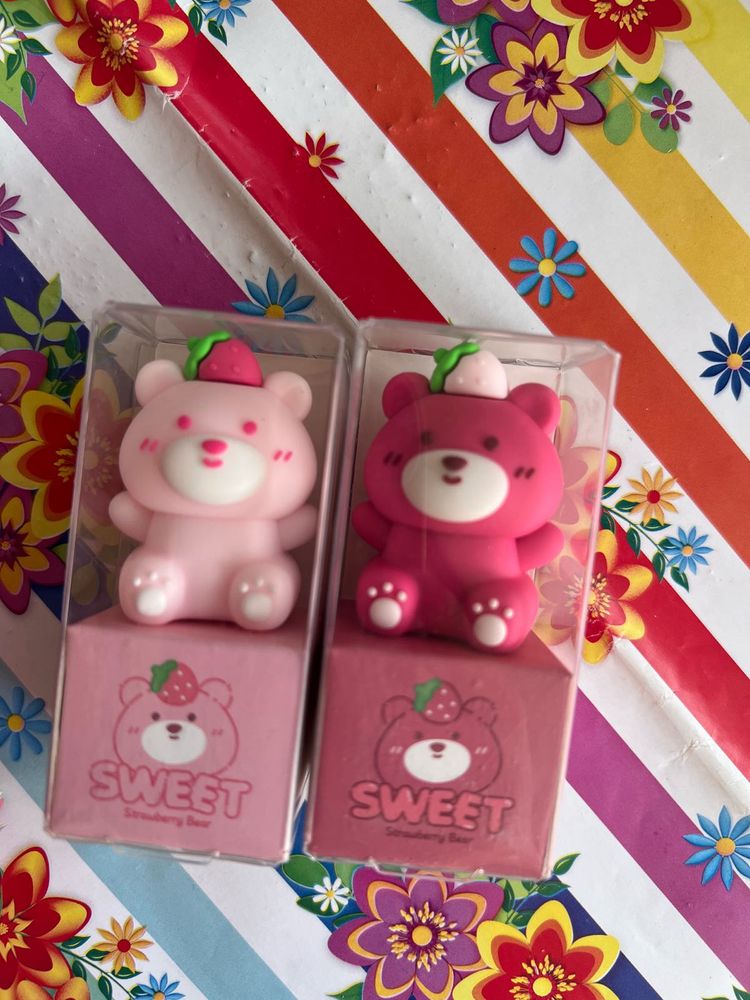 Sweet Strawberry Bear Erasers