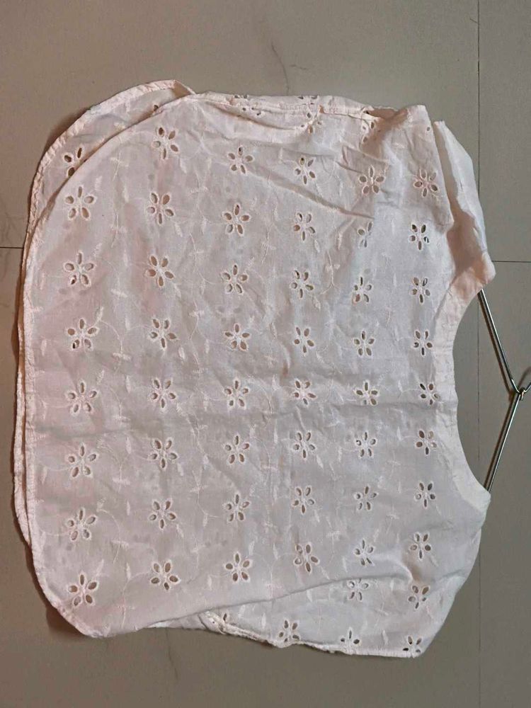 Floral Cutout White Top