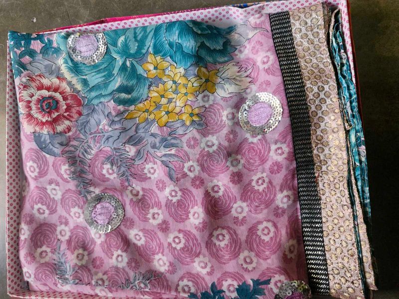New Floral Print Sari with Sequin Detail
