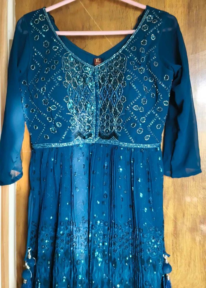 embroidered Navy Blue sharara set