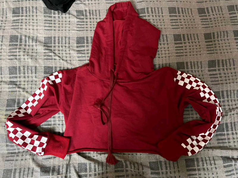 Red Checker Sleeve Hoodie