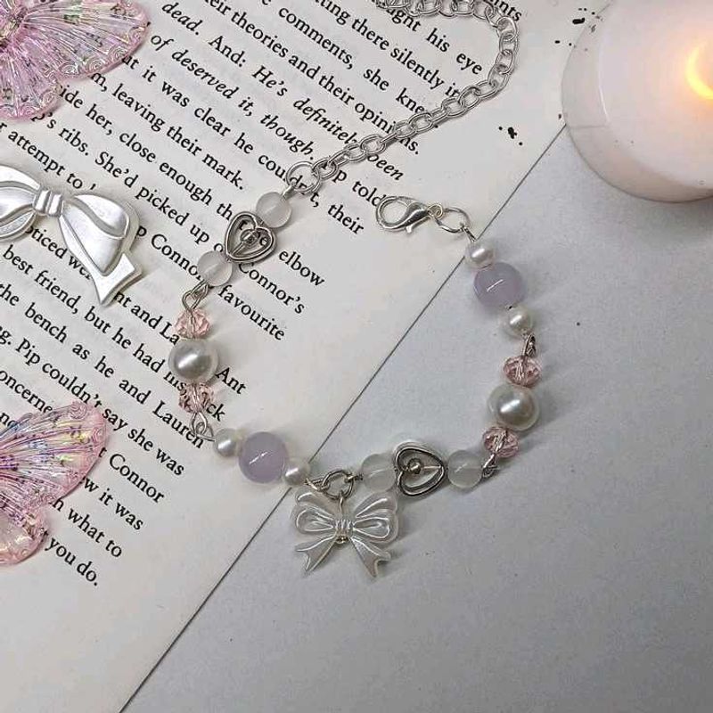 Cute Beaded Bracelet with Bow Charm